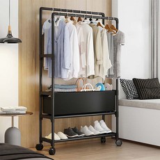 SHCJ 生活采家 落地型雙排組合衣帽鞋架 附黑布套80 3層, 黑色