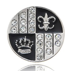 Luvice 施華洛世奇水鑽錢幣裝飾高爾夫球標, A鍍銠