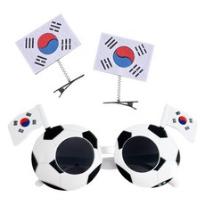 PARTYSHOW 韓國國旗髮夾 2入 + 國旗眼鏡組, 1套, 混色