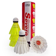 Severo 混合5入羽球 羽毛2個+尼龍3個, 白色 + 黃色, 1個