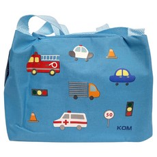 KOM 童趣系列 兒童便當袋, 22 x 15 x 17cm, 汽車, 藍色, 1個, 22 x 15 x 17cm, 汽車, 1個