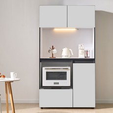 엘리에셀 비스포크 오브제 LED 광폭 다용도 오픈서랍형 수납장 1000 상부장 + 하부장 세트 방문설치, 코타화이트