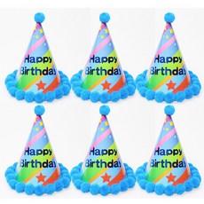 에이비엠 생일 꼬깔 모자, 무지개블루, 6개입