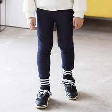 兒童牛仔羅紋內搭褲