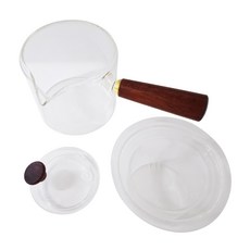 茶為國飲 木柄耐熱玻璃泡茶壺 11 x 19cm, 透明, 1組, 490ml