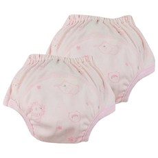 PiYOPiYO 黃色小鴨 小鴨學習褲, 強勁吸水, 360度防側漏, 雙層紗布透氣, 90cm, 粉色, 2件