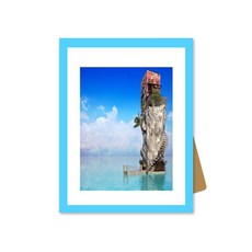 원목 컬러 포토 액자 스탠드형, 블루, 1개