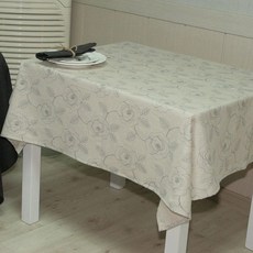 NASANDECO T3-569 亞麻玫瑰印花桌布, 黑色, 1個