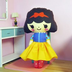 핑크초코 백설공주 미니미 손인형만들기 diy, 파랑 + 노랑색, 1개