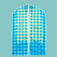 衣物整理格紋藍色衣物防塵套 大, 1入, 1個, 藍色格子款