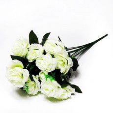 ALB 玫瑰人造花束, 白綠, 1 個, 白綠色, 1個