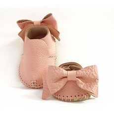 플레이몰 신생아용 베지터블 가죽 뒤리본 엔젤슈즈 DIY키트, 핑크, 1개