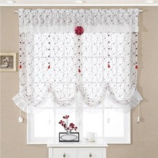 Living Zone常春藤刺繡Owan式窗簾, 紅色