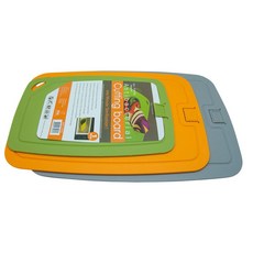 Wellos 砧板大小套組, 砧板 灰色 L+砧板 橘色 M+砧板 綠色 S, 1組