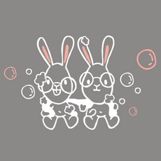 Web Deco 圖形貼紙 Bunny Bunny, 白色+嬰兒粉