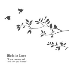 Webdeco 圖形貼紙 birds in love_1 -A type, 深灰色