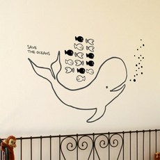 Webdeco 圖形貼紙 SAVE THE OCEANS, 黑色+深灰色