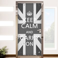 꾸밈 현관문 시트지, Keep calm(모노톤빈티지), 100 x 210 cm