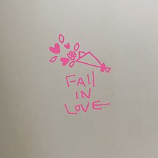 書法重點貼紙 fall in love, 粉紅色