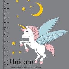 Makes 圖形貼紙-獨角獸身高測量B, 灰色