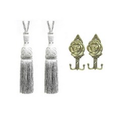 生活區 繩式綁帶+玫瑰掛勾組 24cm, 灰色, 1套