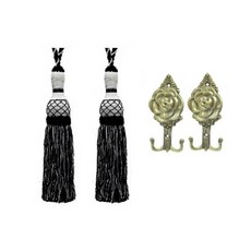 Living Zone 繫繩包+玫瑰花織套組24cm, 黑色, 1套