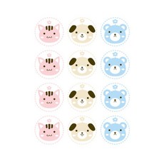 Yammy Friends 5個動物圓形貼紙, 3個