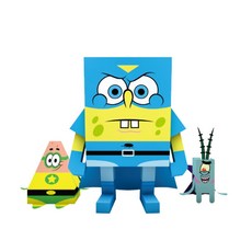 OMOT 페이퍼토이 니켈로디언/스폰지밥 네모바지, 슈퍼 스폰지, 1개