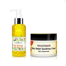 베이비 마사지 실키 바디오일 + 베이비 릴리프 수딩크림, 145ml / 50ml
