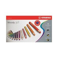 우디 유아용 3in1 크레용18C 세트(샤프너 포함), 색상혼합, 18색