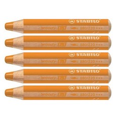 STABILO 思筆樂 Woody幼兒用3in1蠟筆, 5 個, 橘色