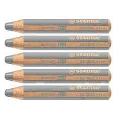 STABILO 思筆樂 Woody幼兒用3in1蠟筆, 銀, 5 個