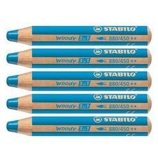 STABILO 思筆樂 Woody幼兒用3in1蠟筆, 5 個, 青藍色