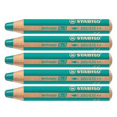 STABILO 思筆樂 Woody幼兒用3in1蠟筆, 5 個, 綠松石