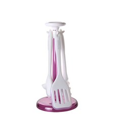 OMADA 炊具套組, 收納架+鍋鏟+湯勺+湯匙+麵勺, 紫色