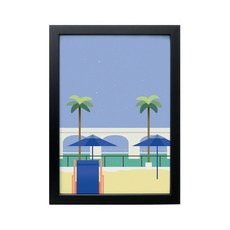 all new frame 椰子樹躺椅圖案掛畫, 中密度纖維板黑色