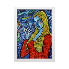 all new frame 藍色愛麗絲圖案掛畫, 中纖板白色