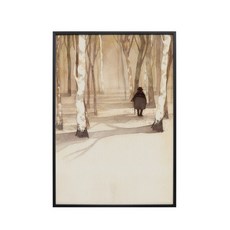 all new frame 人走在冬天森林裡圖案掛畫, 鋁