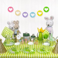 와우파티코리아 테이블 세트, 라임그린풀체크, 1개