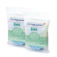 파마코튼 유아용 목욕 스펀지, 블루, 2개