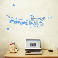 居家裝飾 房間裝飾 室內裝飾小物 Patty Line 設計貼紙 a121_SWEET LOVE 照片旗幟 室內裝飾相框 室內裝飾層架 室內裝飾, 天藍色