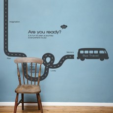 SJ Pattie Line設計貼紙 a166_巴士旅行路, 深灰色