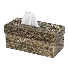 金屬方形面紙盒, 黃銅, 1個