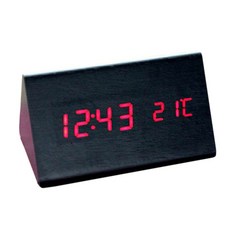 우든 디지털 탁상시계 YD3003, 블랙