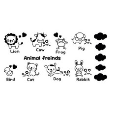 데코사랑 동물친구들 그래픽스티커, 블랙