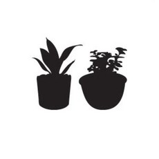 SP-G736) 剪影花盆, 黑色