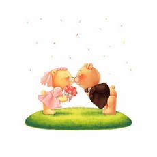 設計樹叢 新婚小熊 壁貼, 單一顏色