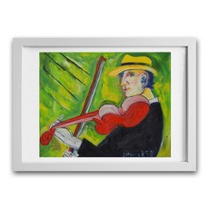 일러스트액자 Man With The Red Violin, MDF 화이트