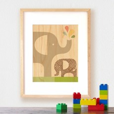 petitcollage 木質彩繪 (大尺寸裱框), 大象寶寶