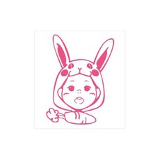 디자인수풀 토끼 캐릭터스티커, 핫핑크